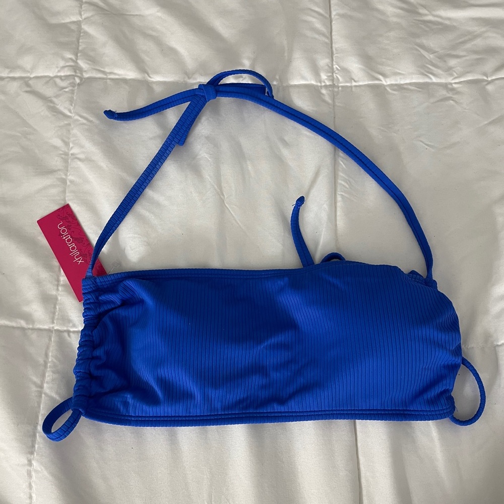 Blue string bikini top